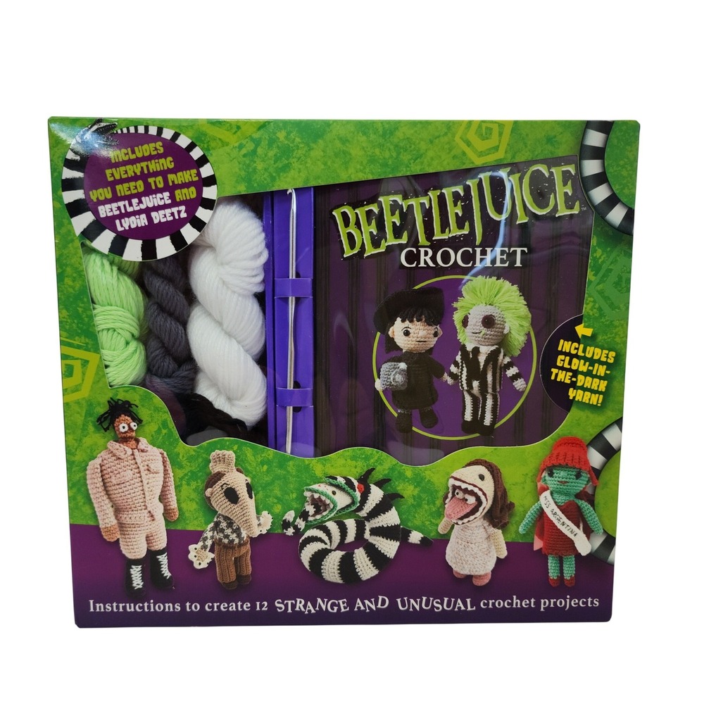 Beetlejuice Crochet Kit Thunder Bay Press 12 Projects Glow In The Dark Yarn NEW